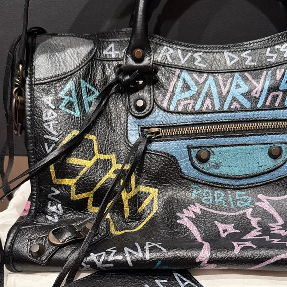 Balenciaga Black Graffiti Classic City Bag - Limited Edition- RARE - Picture 6 of 16